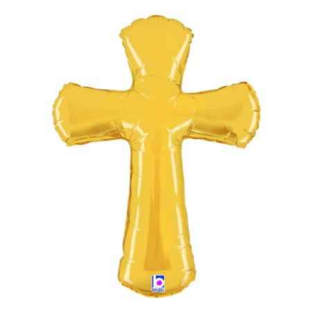 BALLON METALLIQUE 99CM CROIX OR 
