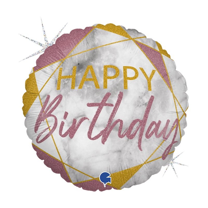 BALLON METALLIQUE ROND MARBLE ROSE HAPPY BIRTHDAY 46 CM BALLON METALLIQUE ROND MARBLE ROSE HAPPY BIRTHDAY 46 CM