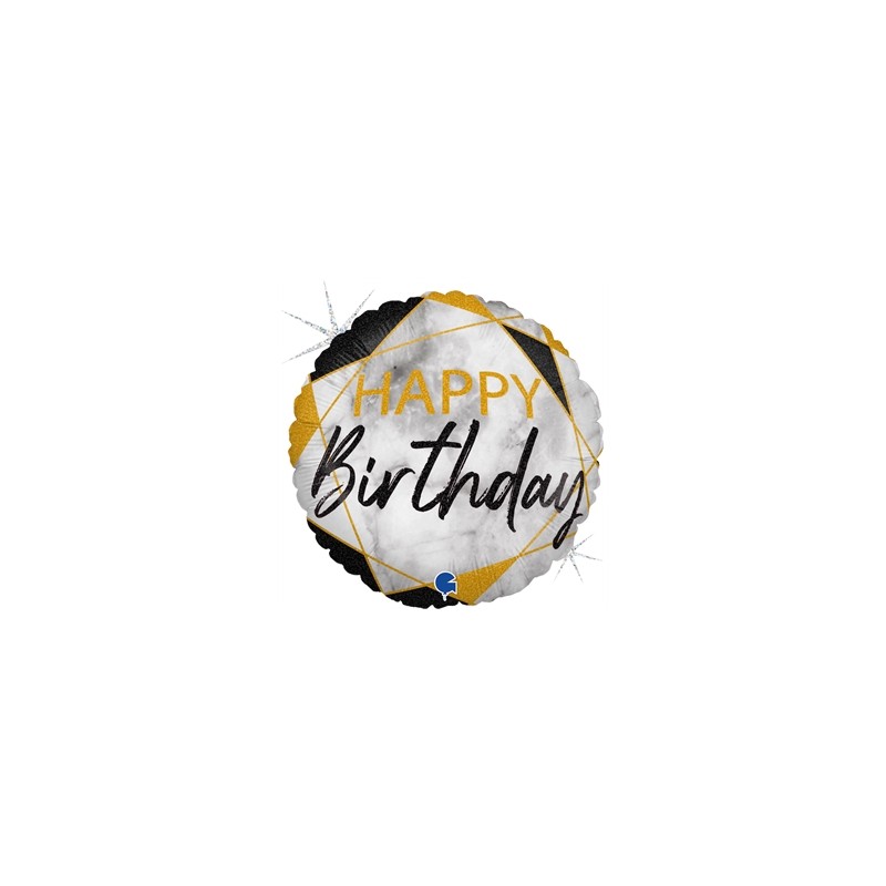 BALLON METALLIQUE ROND MARBLE NOIR HAPPY BIRTHDAY 46 CM BALLON METALLIQUE ROND MARBLE NOIR HAPPY BIRTHDAY 46 CM
