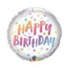 BALLON METALLIQUE ROND 46CM HAPPY BIRTHDAY 