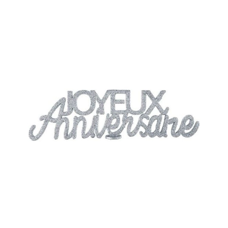 LETTRES JOYEUX ANNIVERSAIRE ARGENT PAILLETEES 32 CM LETTRES JOYEUX ANNIVERSAIRE ARGENT PAILLETEES 32 CM