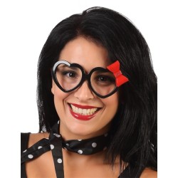 LUNETTES ANNEES 50 COEUR NOIR ET NOEUD ROUGE