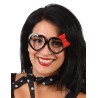 LUNETTES ANNEES 50 COEUR NOIR ET NOEUD ROUGE