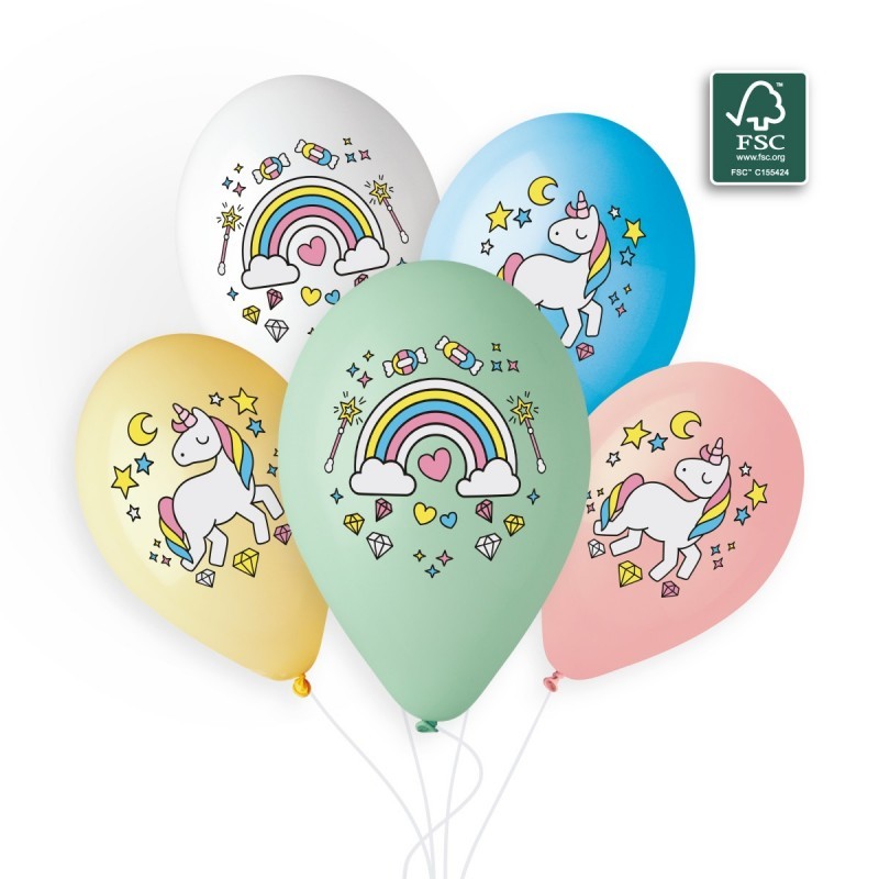 5 BALLONS BIO LATEX LICORNE 30CM 5 BALLONS BIO LATEX LICORNE 30CM