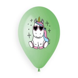 5 BALLONS BIO LATEX LICORNE 30CM 