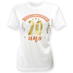 T SHIRT A DEDICACER 20 ANS FEMME TAILLE UNIQUE