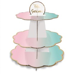 PRESENTOIR A CUPCAKES HAUTEUR 32CM GENDER REVEAL 