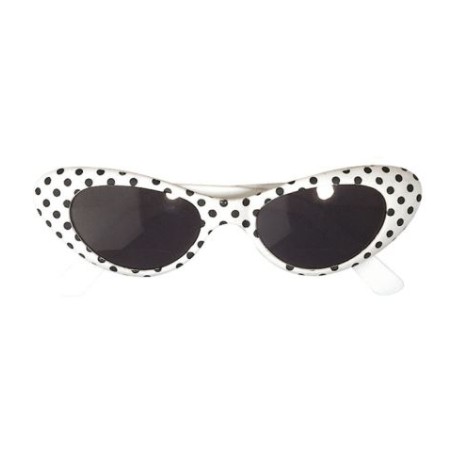 LUNETTES ANNEES 50-60 BLANCHES A POIS NOIR ADULTE