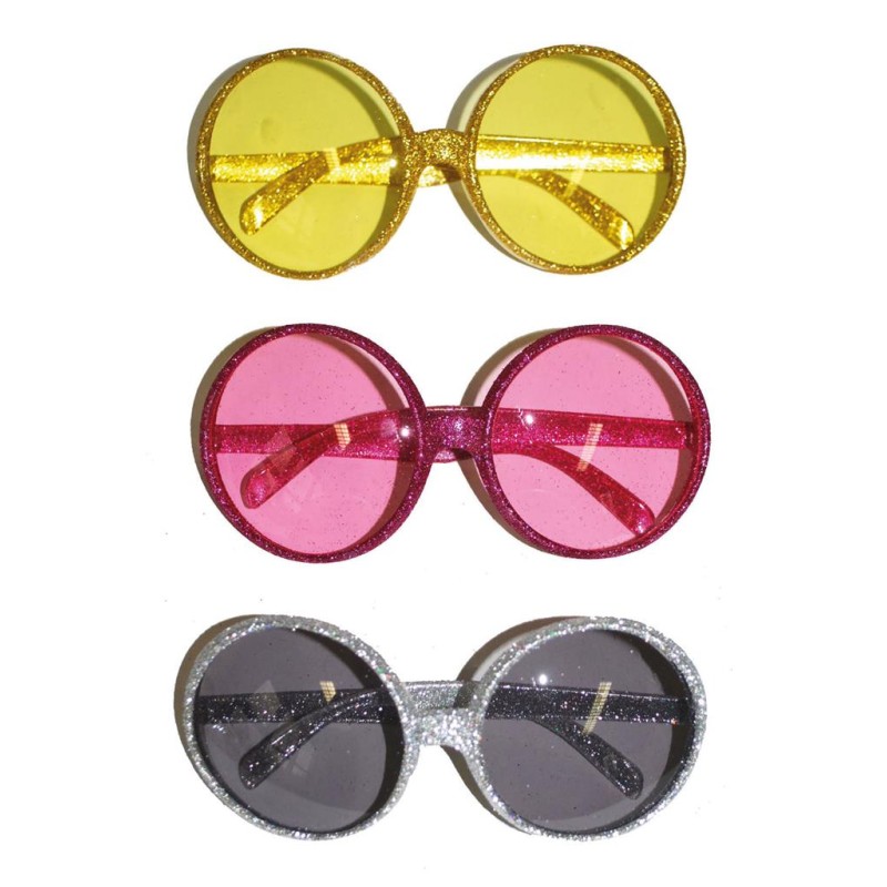 LUNETTES RONDES PAILLETTES DISCO COULEURS ASSORTIS LUNETTES RONDES PAILLETTES DISCO COULEURS ASSORTIS