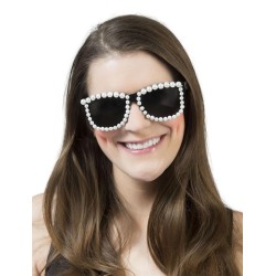 LUNETTES CARRES NOIR AVEC PERLE BLANCHE 