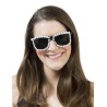 LUNETTES CARRES NOIR AVEC PERLE BLANCHE 