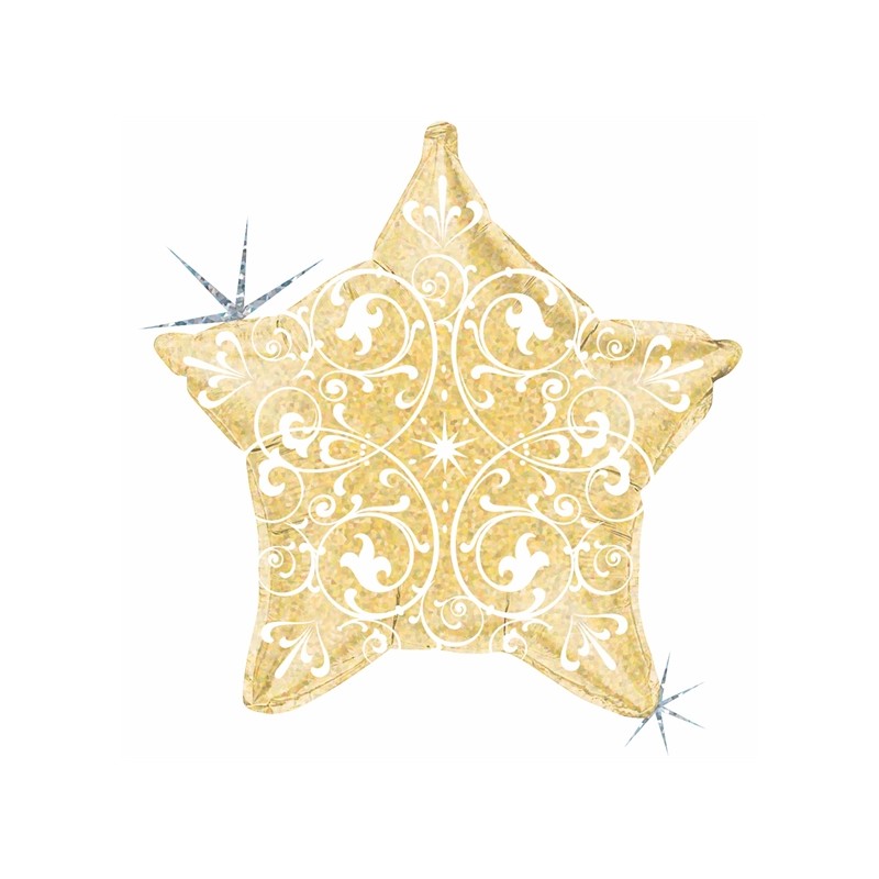 BALLON METALLIQUE ETOILE 53 CM ARABESQUE OR