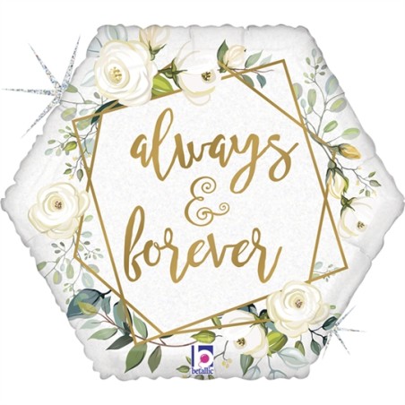 BALLON METALLIQUE MARIAGE ALWAYS AND FOREVER 46 CM 
