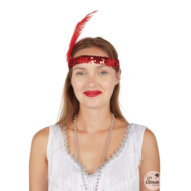 BANDEAU CHARLESTON SEQUIN ROUGE A PLUMES ROUGE BANDEAU CHARLESTON SEQUIN ROUGE A PLUMES ROUGE