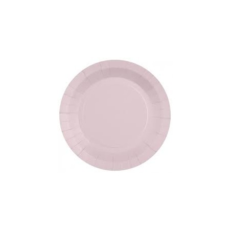 10 ASSIETTES RONDES RAINBOW ROSE PALE BIODEGRADABLE 22.5 CM 