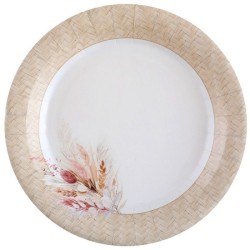 10 ASSIETTES BLANC FLEURS ROMANTIQUE BOHEME 23 CM