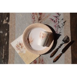 10 ASSIETTES BLANC FLEURS ROMANTIQUE BOHEME 23 CM