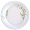 10 ASSIETTES BLANC FEUILLE VERTE 23 CM