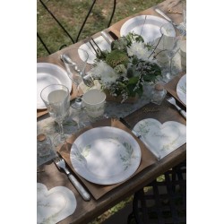 20 SERVIETTES EN FORME DE COEUR AVEC FEUILLES VERTE 