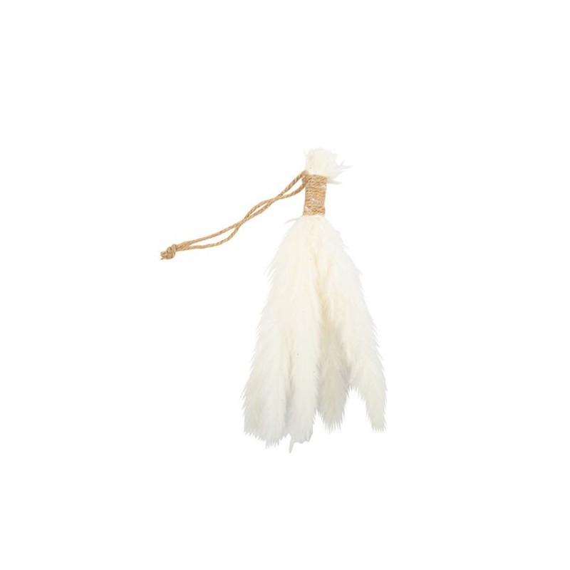 MINI BOUQUET ULYSSE PLUMEAUX ET FICELLES BLANC 20 CM MINI BOUQUET ULYSSE PLUMEAUX ET FICELLES BLANC 20 CM