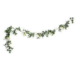 GUIRLANDE D'ECALYPTUS ET ROSE BLANCHES 180 CM 