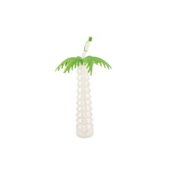 GOBELET OU GOURDE PALMIER AVEC PAILLE  8.8 X 27 CM