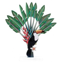 CENTRE DE TABLE EN BOIS TOUCAN 20 CM 