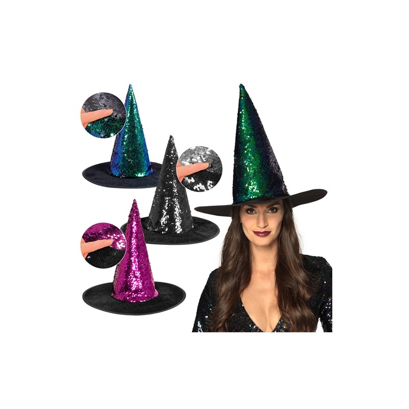 CHAPEAU DE SORCIERE SEQUIN 3 COMBINAISONS DE COULEURS CHAPEAU DE SORCIERE SEQUIN 3 COMBINAISONS DE COULEURS