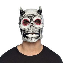 MASQUE LATEX TETE DE MORT ET CORNE DE DIABLE