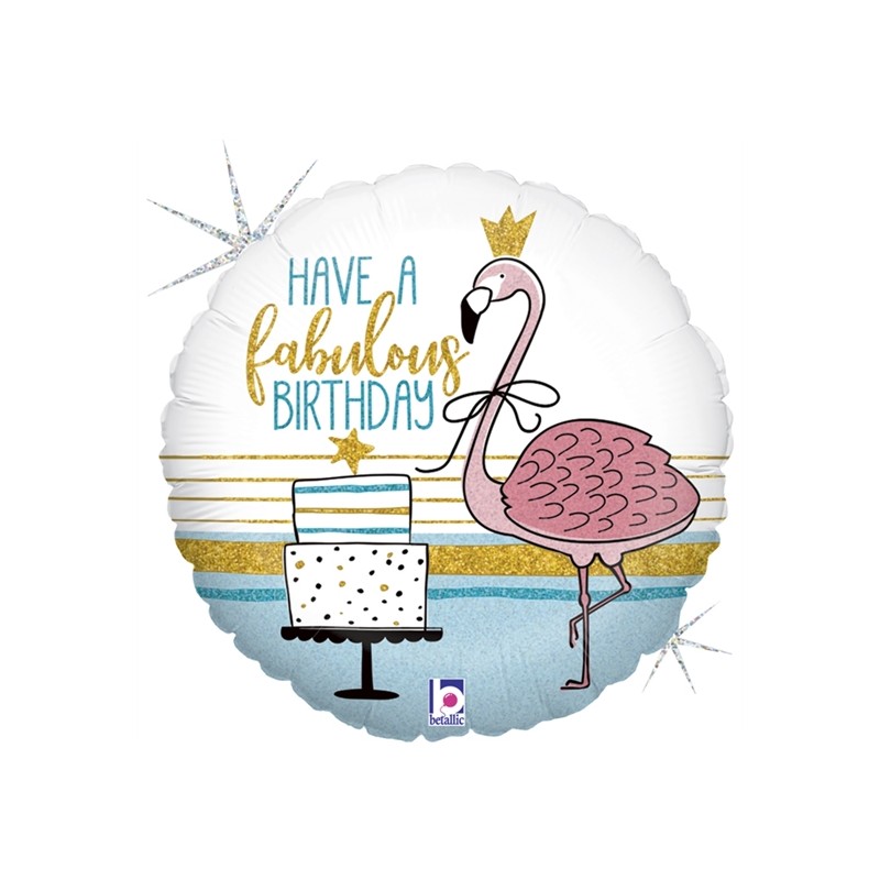 BALLON METALLIQUE FLAMANT ROSE FABULOUS BIRTHDAY 46 CM BALLON METALLIQUE FLAMANT ROSE FABULOUS BIRTHDAY 46 CM