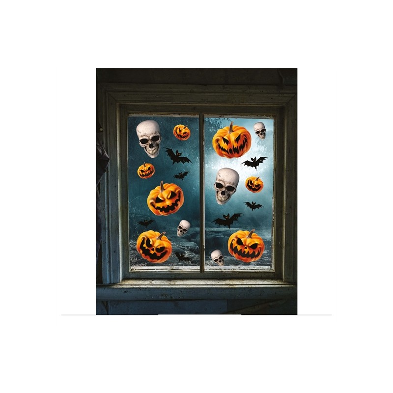 DECORATION HALLOWEEN VITRE CITROUILLE ET TETE DE MORT DECORATION HALLOWEEN VITRE CITROUILLE ET TETE DE MORT