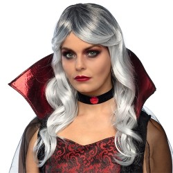 PERRUQUE VAMPIRESSE NOIR ET GRISE HALLOWEEN