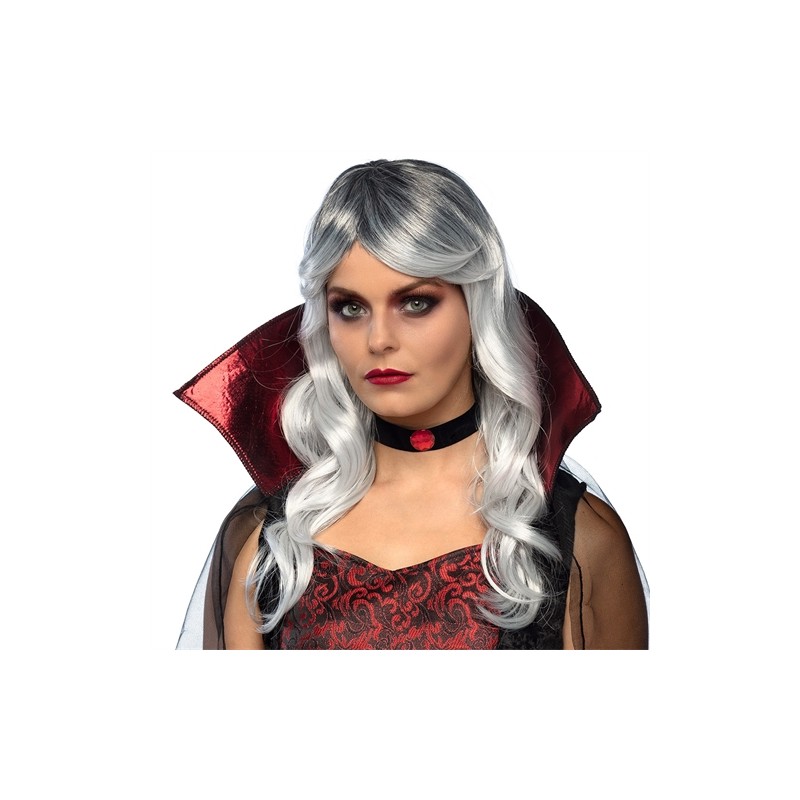 PERRUQUE VAMPIRESSE NOIR ET GRISE HALLOWEEN