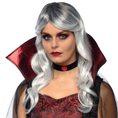 PERRUQUE VAMPIRESSE NOIR ET GRISE HALLOWEEN