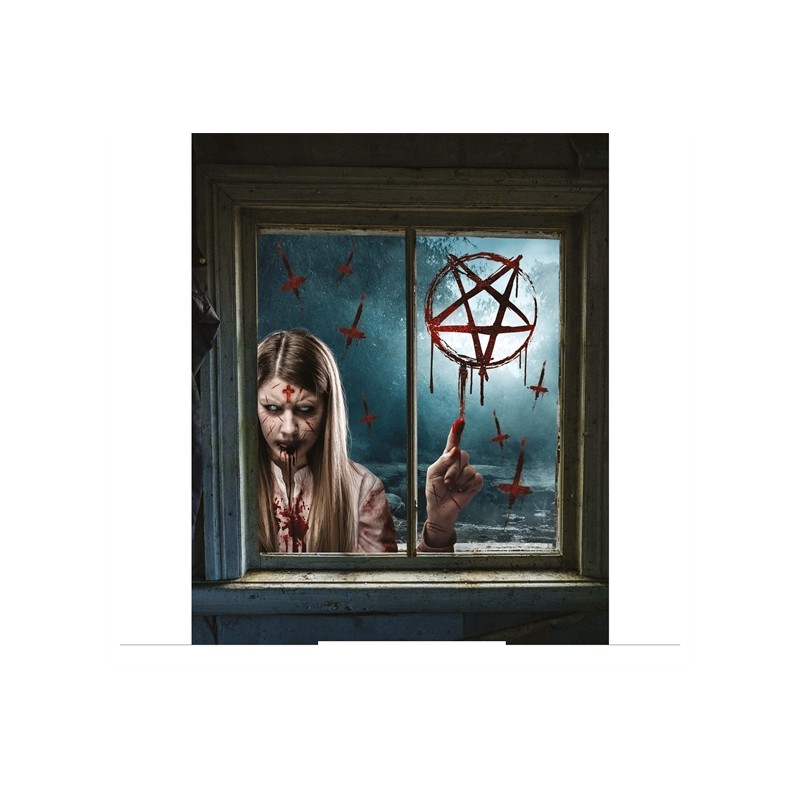 DECORATION DE MUR OU FENETRE HALLOWEEN FILLE POSSEDE 60 X 80 CM DECORATION DE MUR OU FENETRE HALLOWEEN FILLE POSSEDE 60 X 80 CM
