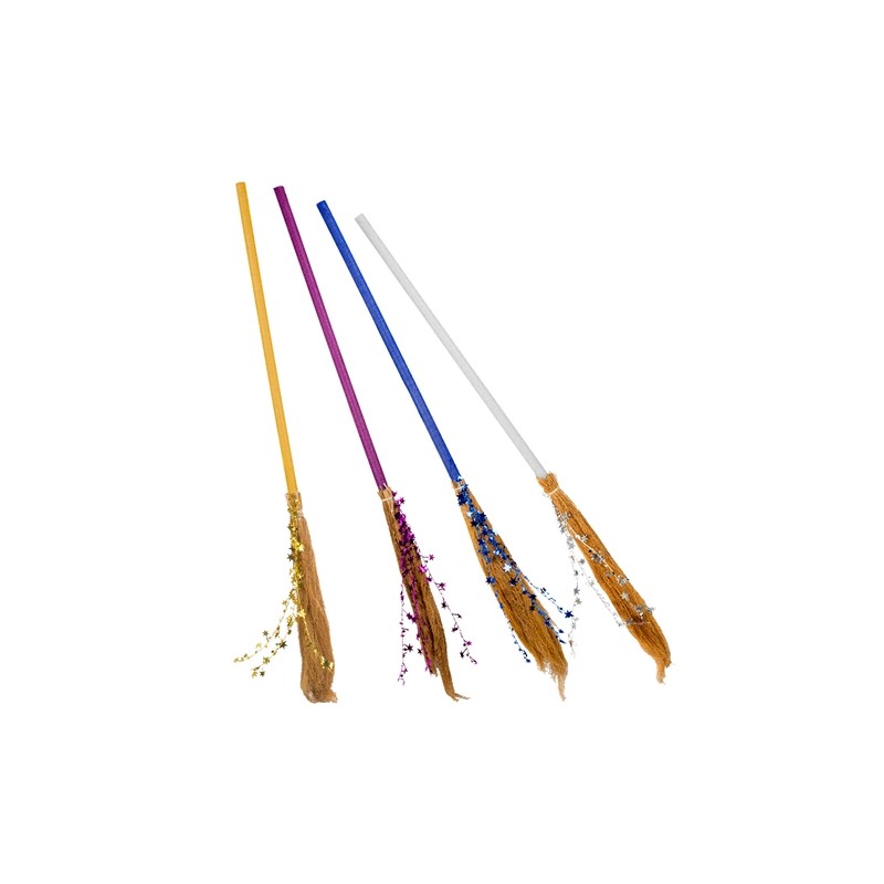 BALAI DE SORCIERE 4 COULEURS DIFFERENTES 110CM BALAI DE SORCIERE 4 COULEURS DIFFERENTES 110CM