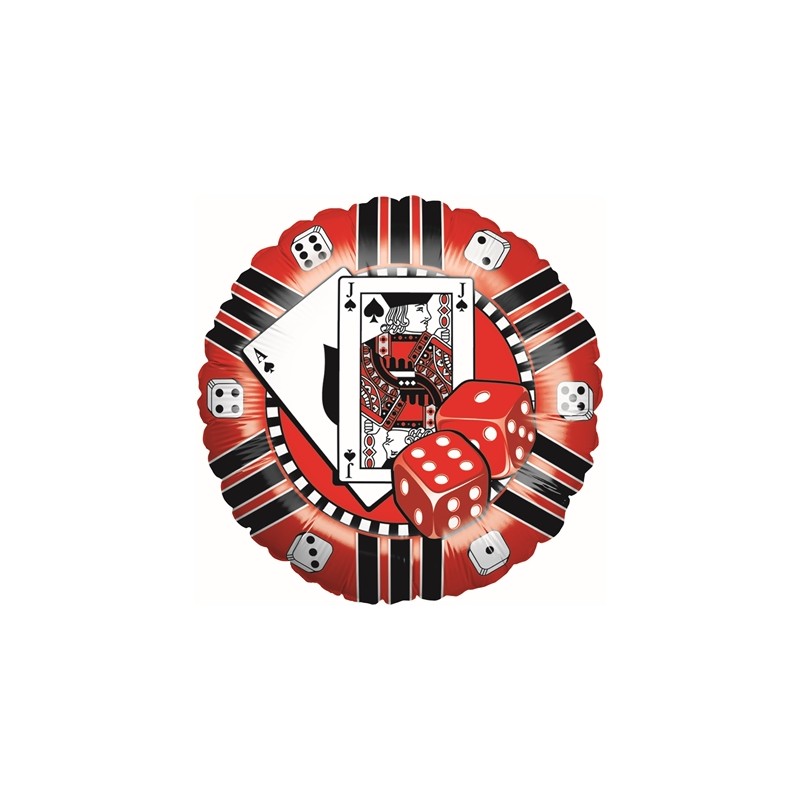 BALLON ROND METALLIQUE POKER 46 CM 