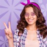 LUNETTES HIPPIES RONDES JAUNE-NOIR-BLEU OU ROSE