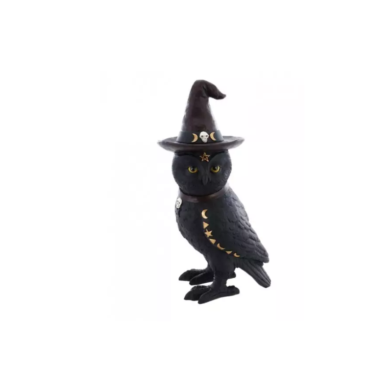 DECORATION HIBOU NOIR AVEC CHAPEAU ET CAPE 16.5 CM X 11.5 CM X 31 CM DECORATION HIBOU NOIR AVEC CHAPEAU ET CAPE 16.5 CM X 11.5 CM X 31 CM