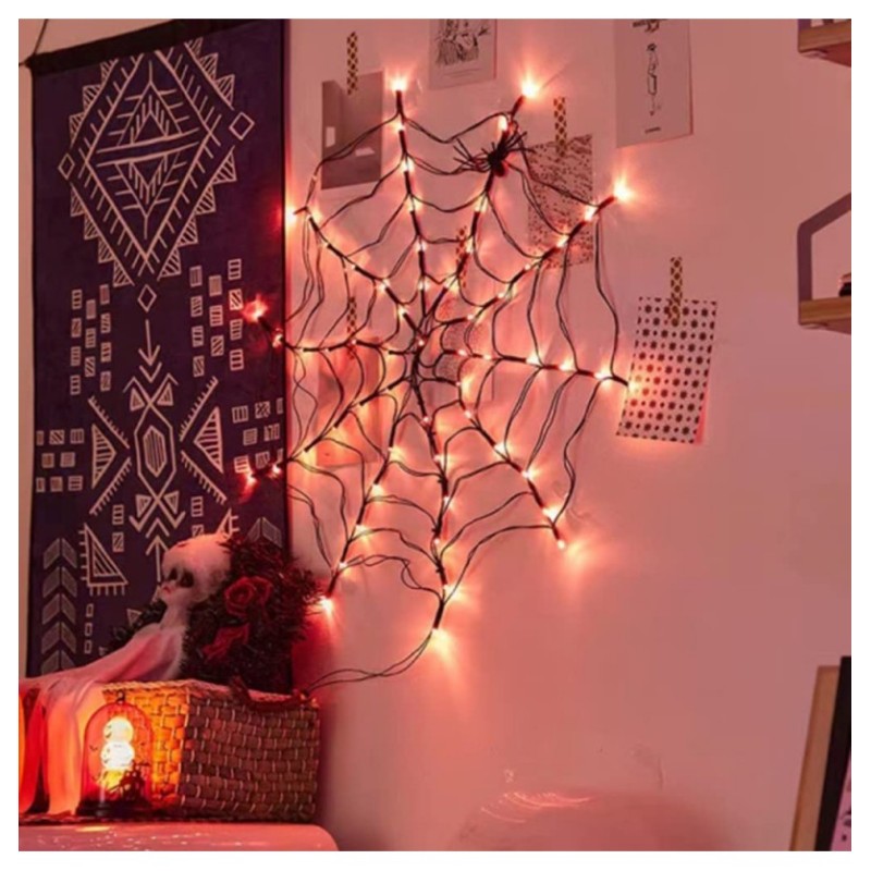 DECORATION HALLOWEEN TOILE D'ARAIGNEE LUMINEUSE LED ROUGE DIAMETRE 1M DECORATION HALLOWEEN TOILE D'ARAIGNEE LUMINEUSE LED ROUGE DIAMETRE 1M