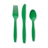 24 COUVERTS PLASTIQUE VERT EMERALD GREEN 8 FOURCHETTES 8 COUTEAUX 8 CUILLERES