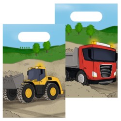 8 SACHETS CADEAU CONSTRUCTION TRACTOPELLE EN PAPIER