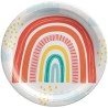 8 ASSIETTES RONDES COMPOSTABLES ARC-EN-CIEL 23 CM 