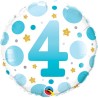 BALLON METALLIQUE ROND 4 BLEU ET BLANC 46 CM 