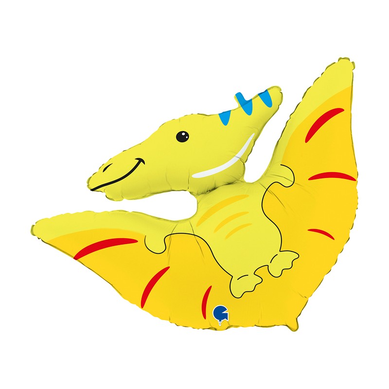 BALLON METALLIQUE DINOSAURE JAUNE PTERODACTYL 86 CM 