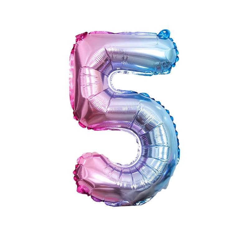 BALLON METALLIQUE CHIFFRE 5 ARC EN CIEL PASTEL 40 CM BALLON METALLIQUE CHIFFRE 5 ARC EN CIEL PASTEL 40 CM