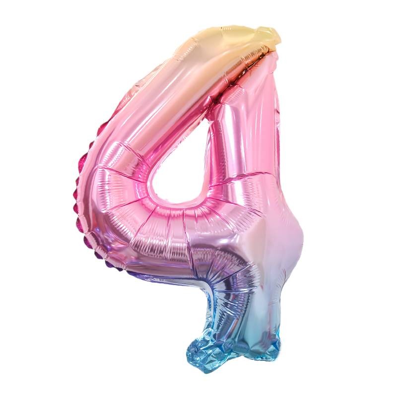 BALLON METALLIQUE CHIFFRE 4 ARC EN CIEL PASTEL 40 CM BALLON METALLIQUE CHIFFRE 4 ARC EN CIEL PASTEL 40 CM