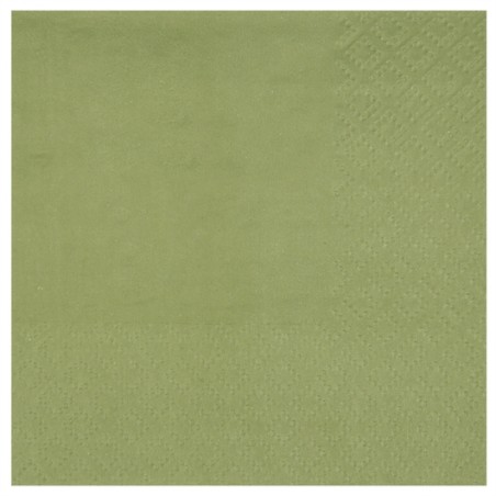25 SERVIETTES PAPIER CRYSTAL VERT EUCALYPTUS SAUGE OU OLIVE 33 X 33 CM
