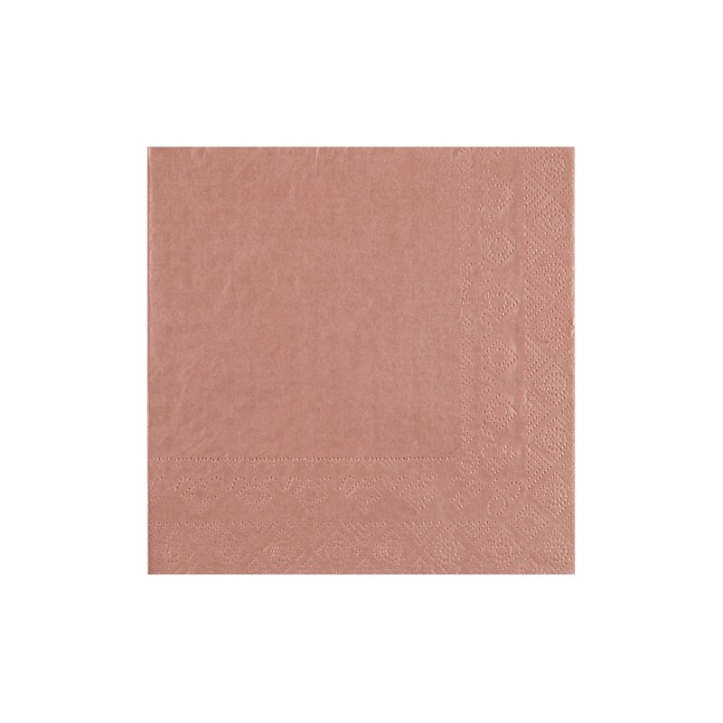 25 SERVIETTES PAPIER CRYSTAL VIEUX ROSE OU ROSE GOLD 33 X 33 CM