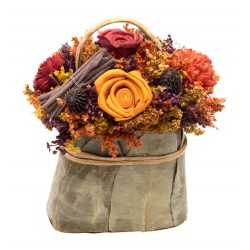 PANIER FLEURS SECHEES AUTOMNE  14.5 X 11.5 X 18.5 CM ENIRON